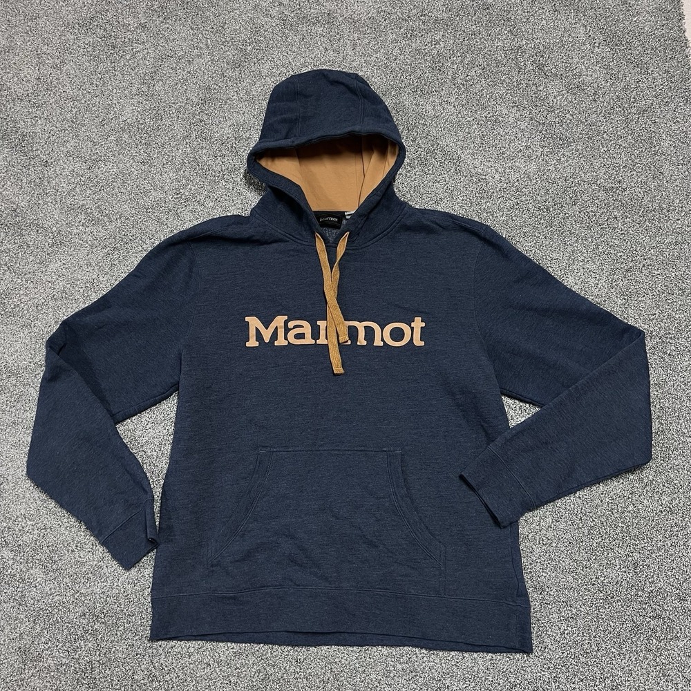 Marmot Base Line Hoodie Mens Large Blue Pullover Outdoor Sweatshirt